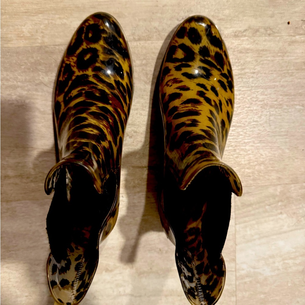 J Crew Leopard Print Ankle Rain Boots